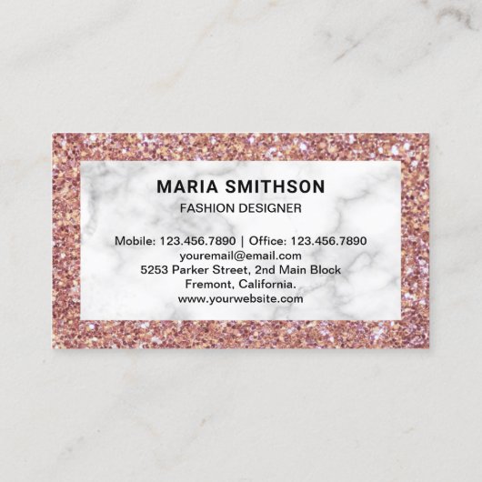 Rose aus weißem Marmor Gold Glitzer High Heels Visitenkarte (Rückseite)