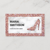 Rose aus weißem Marmor Gold Glitzer High Heels Visitenkarte (Vorderseite)
