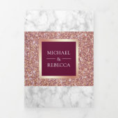 Rose aus weißem Marmor Gold Glitzer Magenta Weddin Dreifach Gefaltete Einladung (Cover)