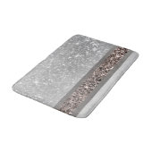 Rose aus weißem Marmor Gold Glitzer Streifen Glam Badematte (Schrägansicht)