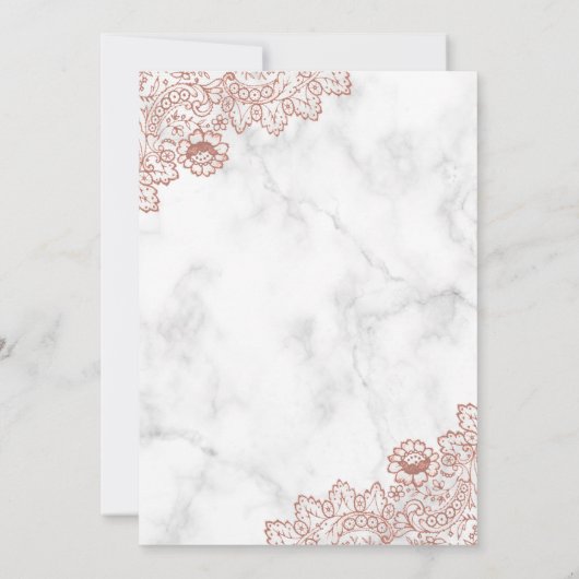 Rose aus weißem Marmor Gold Lace Islamische Hochze Einladung (Rückseite)