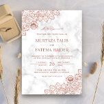 Rose aus weißem Marmor Gold Lace Islamische Hochze Einladung<br><div class="desc">Die elegante Hochzeitseinladung mit der schönen Spitze "Bismillah" in arabischer Kalligrafie lädt Sie ein. Fügen Sie einfach Ihre Veranstaltungsdetails zu dieser einfach zu bedienenden Vorlage hinzu,  um sie zu einer einmaligen Einladung zu machen.</div>