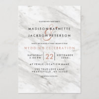 Rose aus weißem Marmor Gold Moderne Einladungen fü