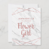 Rose aus weißem Marmor Gold wird mein Blumenmädche Einladung (Vorderseite)