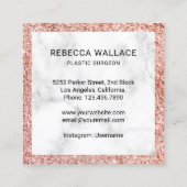 Rose aus weißem Marmor, Goldspritze, Plastikchirur Quadratische Visitenkarte (Rückseite)