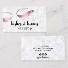 Rose aus weißem Marmor mit Goldstricken und -braue Visitenkarte