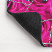Rose aus weißem Silbermarmor Schwarzer Glitzer Mousepad (Ecke)