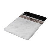 Rose aus weißem und schwarzem Marmor Gold Glitzer Badematte (Schrägansicht)