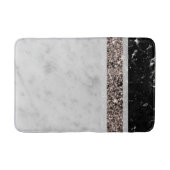 Rose aus weißem und schwarzem Marmor Gold Glitzer Badematte (Vorderseite)