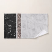 Rose aus weißem und schwarzem Marmor Gold Glitzer  Badhandtuch Set (Handtuch)