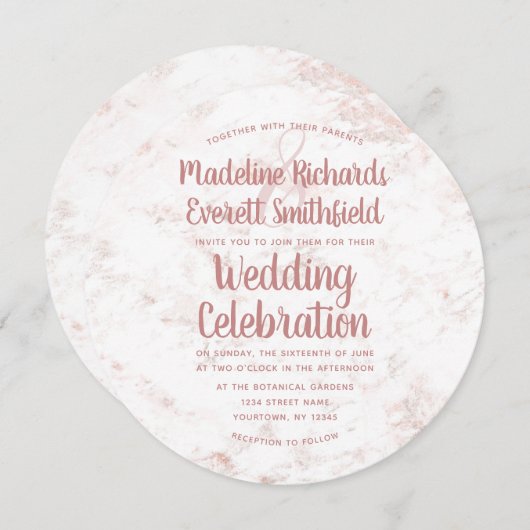 Rose aus weißem und weißem Marmor Einladung (Vorne/Hinten)