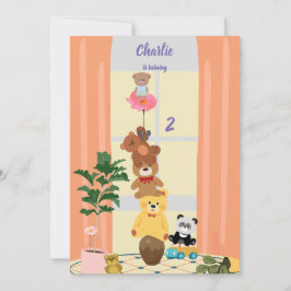 Rose Baby Bear Geburtstag Einladung