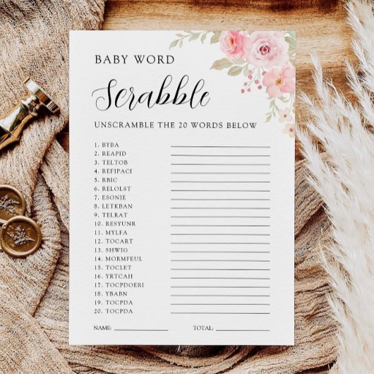 Rose Baby Duschgame - Word Rührei Einladung