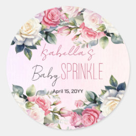 Rose Baby in Bloom Floral Baby Sprinkle Runder Aufkleber