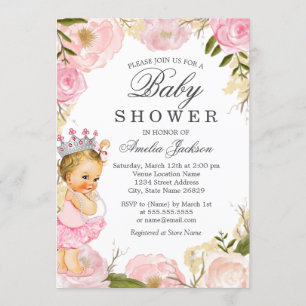 Rose Baby Princess Es ist eine Girl Baby Dusche Ei Einladung