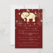 Rose Baby Shower Elephant Gold Ballon Burgundy Einladung (Vorderseite)