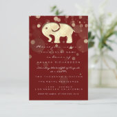 Rose Baby Shower Elephant Gold Ballon Burgundy Einladung (Stehend Vorderseite)