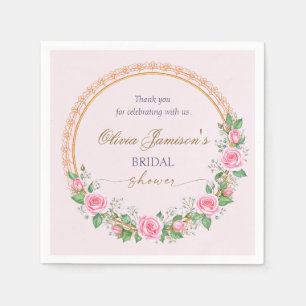 Rose & Baby's Breath Bridal Wreath Vielen Dank Serviette