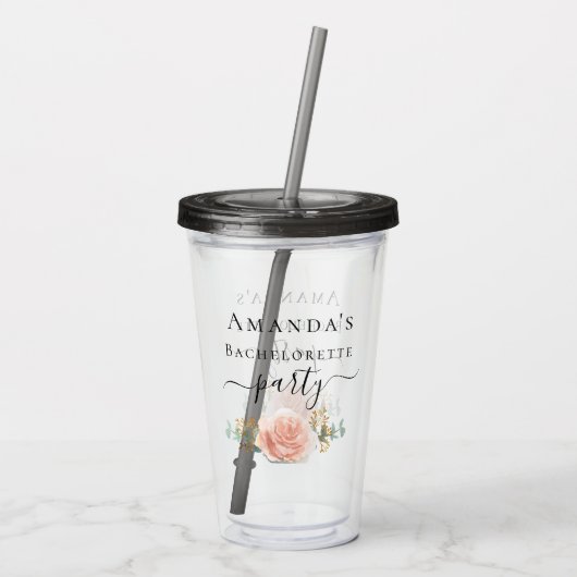 Rose Bachelorette Acryltrinkbecher (Rückseite)