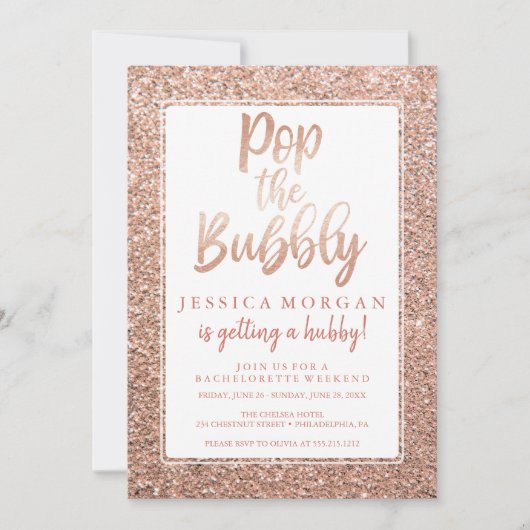 Rose Bachelorette Einladung (Vorderseite)