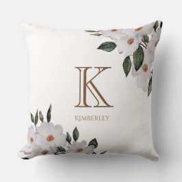 Rose Ballerina Floral Art Monogram Kissen