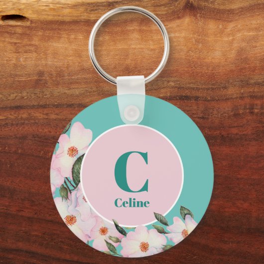 Rose Ballerina Monogramm Schlüsselanhänger (Vorderseite)