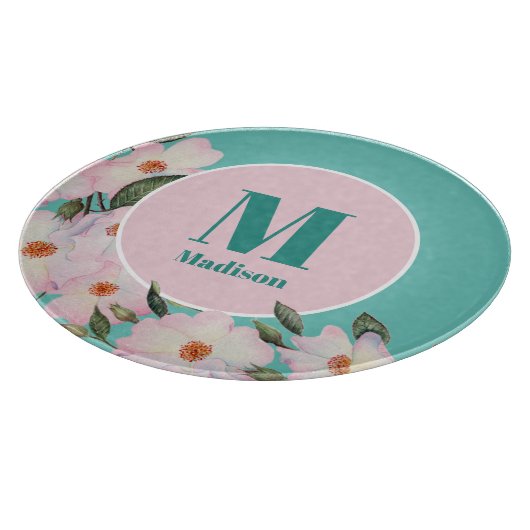 Rose Ballerina Monogramm Schneidebrett (Ecke)