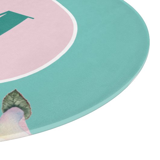 Rose Ballerina Monogramm Schneidebrett (Ecke)