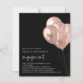 Rose Balloons Schwarze Verlobung Einladung