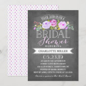 Rose Banner Bridal Dusche Einladung Lila (Vorne/Hinten)