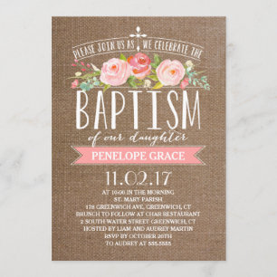 Rose Banner Burlap   Tauflanung Einladung