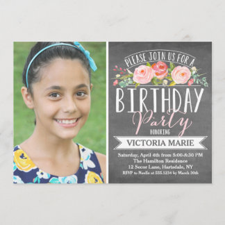 Rose Banner Chalkboard | Geburtstag Einladung