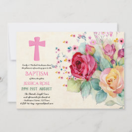 Rose BAPTISM Mädchen, Frauen einladen Einladung