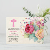 Rose BAPTISM Mädchen, Frauen einladen Einladung (Stehend Vorderseite)