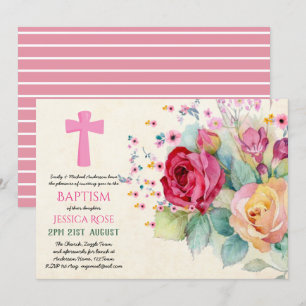 Rose BAPTISM Mädchen, Frauen einladen Einladung