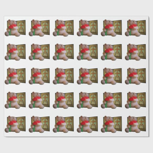 Rose Bären Hochzeit Stain Glass Cross Bibelringe Geschenkpapier (Flach)