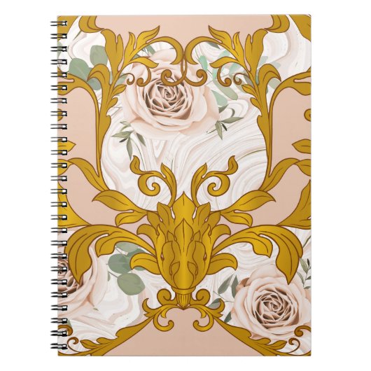 Rose Barock Goldene Blüte Print Notizblock (Vorderseite)