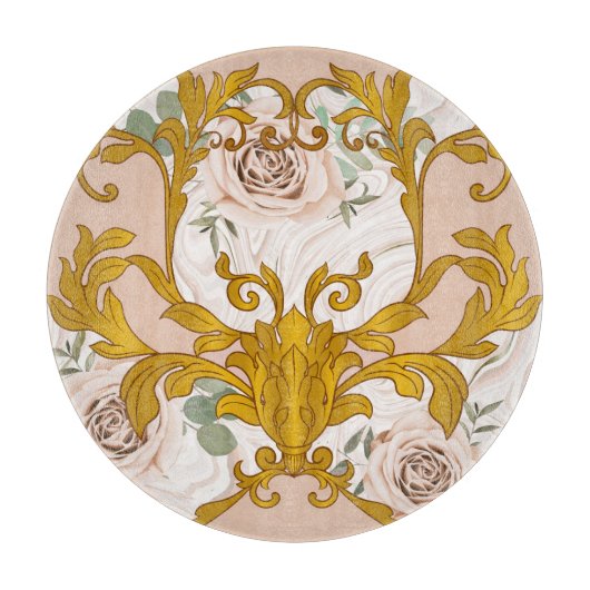 Rose Barock Goldene Blüte Print Schneidebrett (Vorderseite)