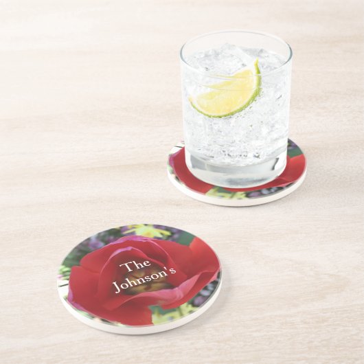 Rose Beauty Sandstein Untersetzer (Seite)