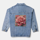 Rose bedruckte Denim-Jacke Jeansjacke (Rückseite)