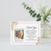 Rose Beerdigung Danke Foto Note Card Rosa (Stehend Vorderseite)