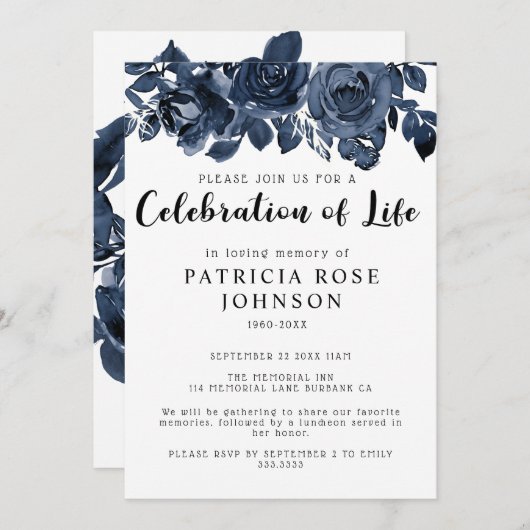 Rose Beerdigung Lebensfeier Ankündigung (Vorne/Hinten)