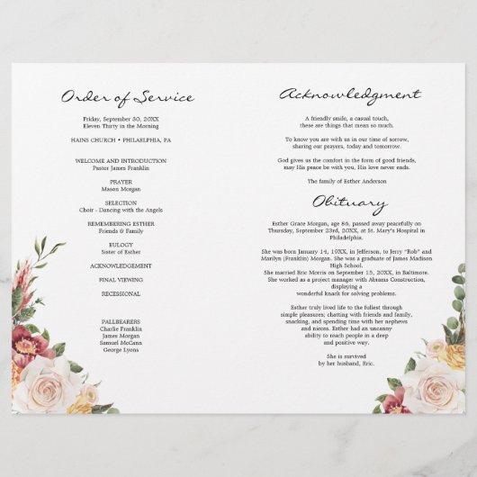 Rose: Beerdigung von Lebensgefahr Flyer (Hinten)