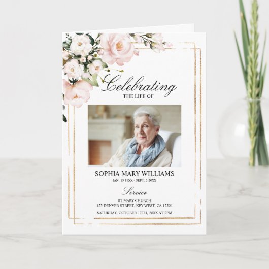 Rose Beerdigungsauftrag, Gedenkprogramm Programm (Vorderseite)