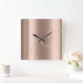 Rose Beige Crystals Frozen Glass Infinity Diamonds Quadratische Wanduhr (Zuhause)