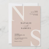 Rose Beige Minimalistisch Elegant Fett Erste Hochz Einladung (Vorderseite)