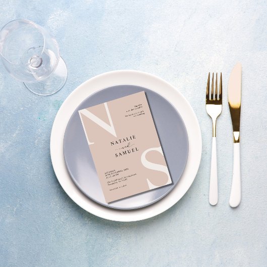 Rose Beige Minimalistisch Elegant Fett Erste Hochz Einladung