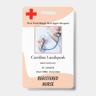 Rose Beige Mitarbeiterfoto-Logo für Krankenhauskra Ausweis