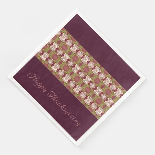 Rose Beige und Burgund Serviette (Ecke)