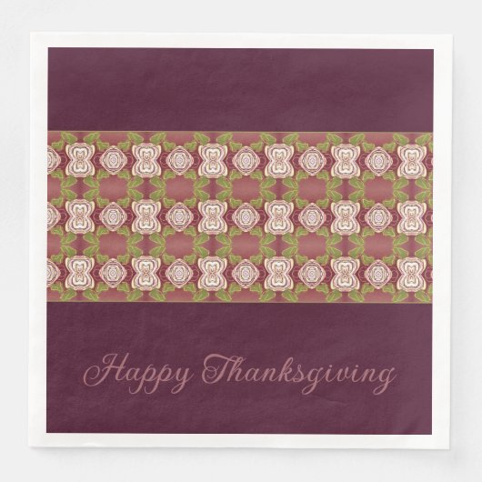 Rose Beige und Burgund Serviette (Vorderseite)